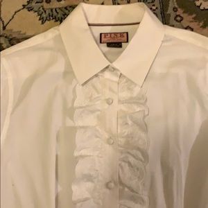 PINK white. Tuxedo style blouse